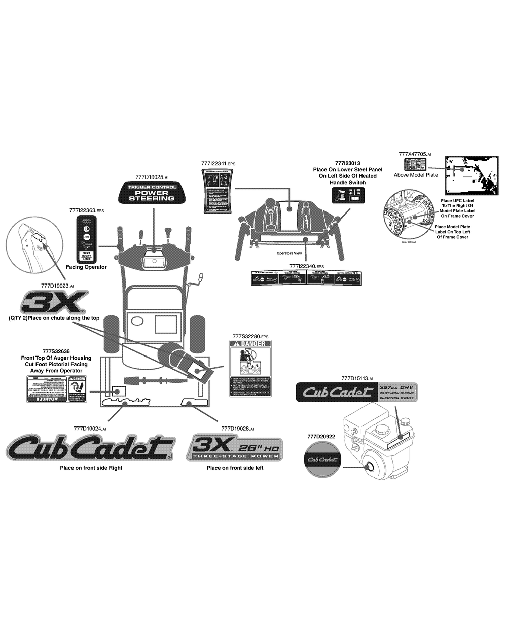 Label Map 31ah55sx710 Diagram and Parts List for 3X26-INCHHD31AH55SX (31AH55SX710)(2015) Cub Cadet Snow Blower